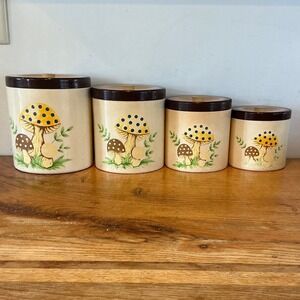 Merry Mushroom Vintage Sears 4 Piece Canister Set 1977